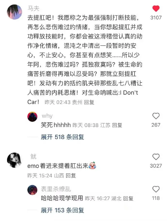 马夫去提肛吧!我愿称之为最强强制打断技能,再怎么悲伤难过的情