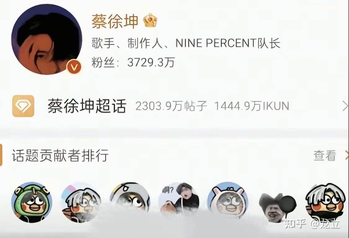 蔡徐坤歌手、制作人、NINEPERCENT队长粉丝：3729