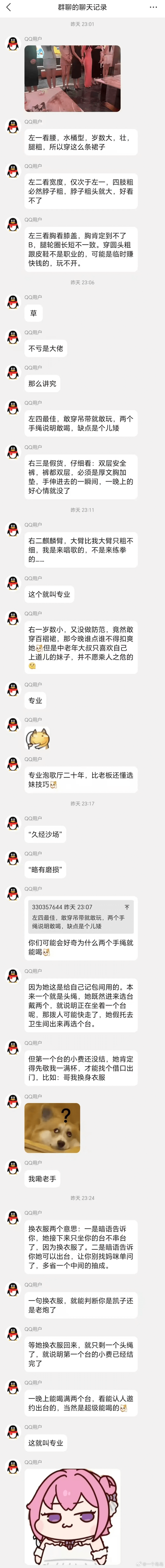 群聊的聊天记录昨天23:01QQ用户：左一看腰，水桶型，岁数