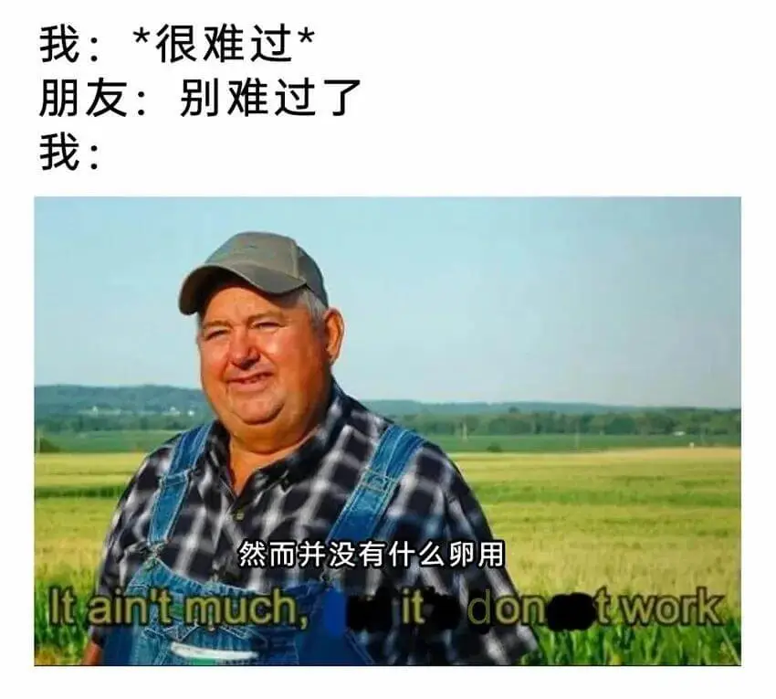 我：*很难过*朋友：别难过了我：然而并没有什么卵用Itain