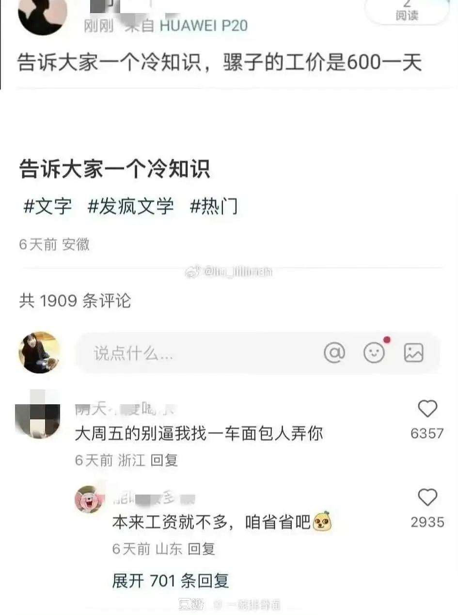 阅读刚刚来自HUAWEIP20告诉大家一个冷知识,骤子的工价