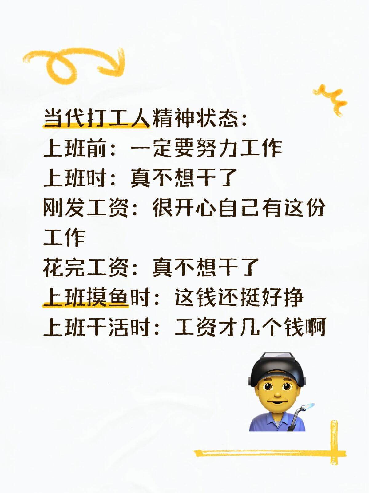 当代打工人精神状态：上班前：一定要努力工作上班时：真不想干了