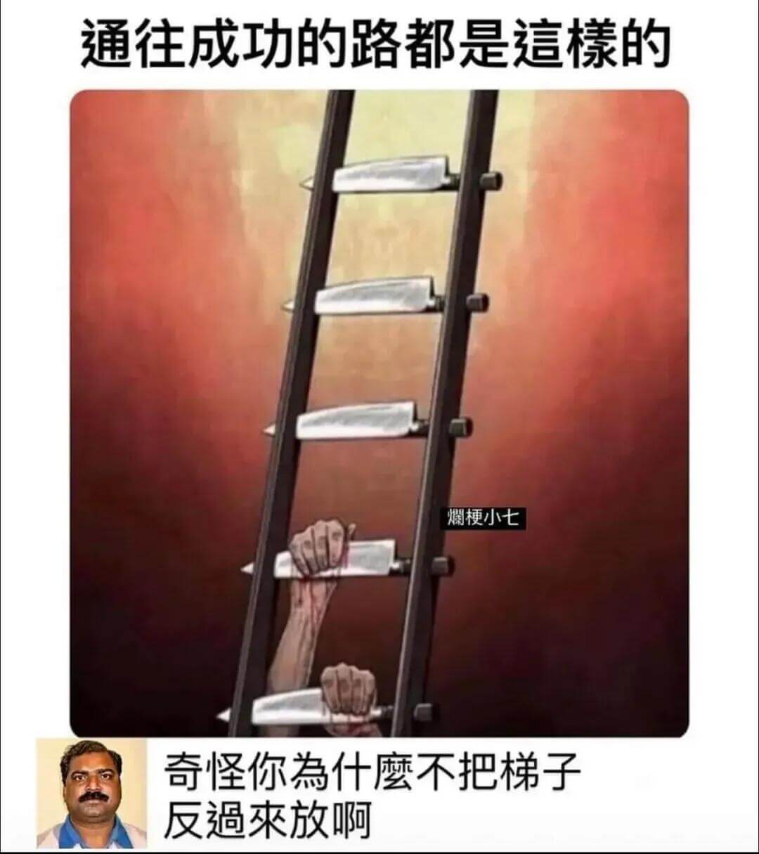 通往成功的路都是的斓梗小七奇怪，你为什么不把梯子反过来看啊