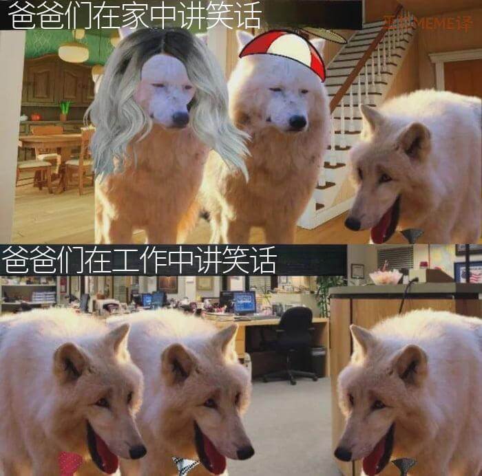 爸爸们在家中讲笑话M译：爸爸们在工作中讲笑话
