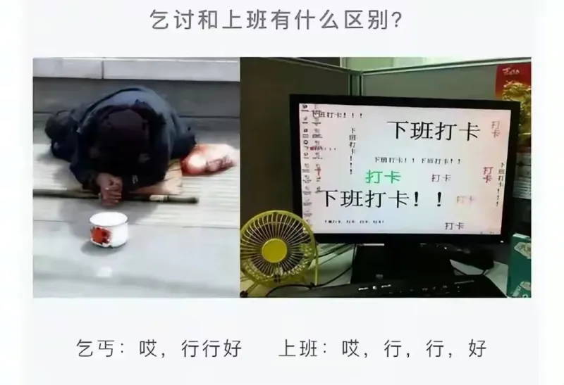 乞讨和上班有什么区别?打打卡!!!2下班打卡下0三...打卡