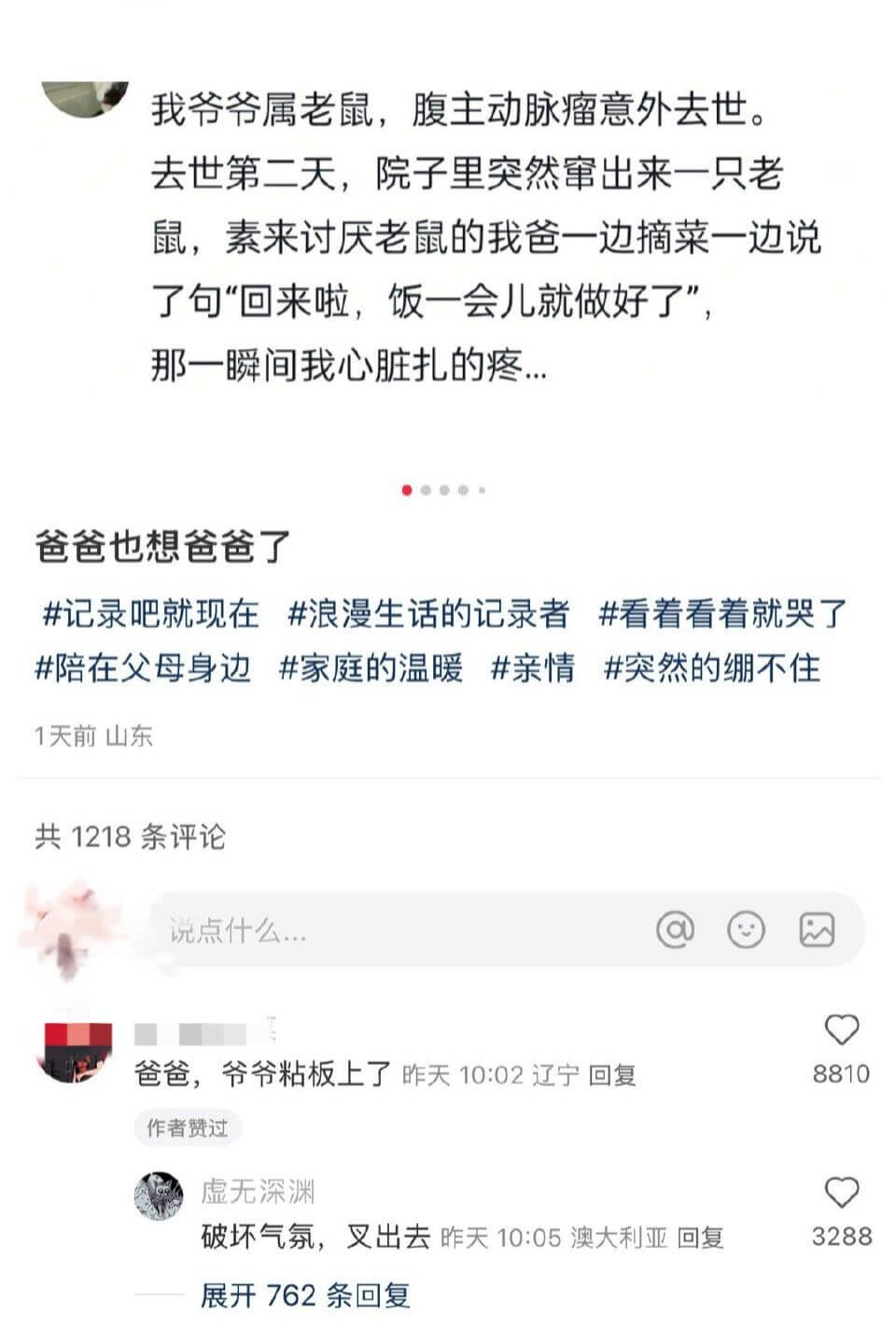 我爷爷属老鼠，腹主动脉瘤意外去世。去世第二天，院子里突然窜出