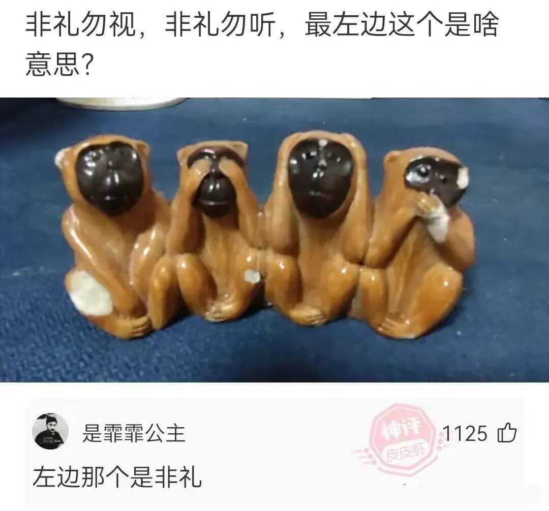 非礼勿视，非礼勿听，最左边这个是啥意思？是霏霏公主神1125