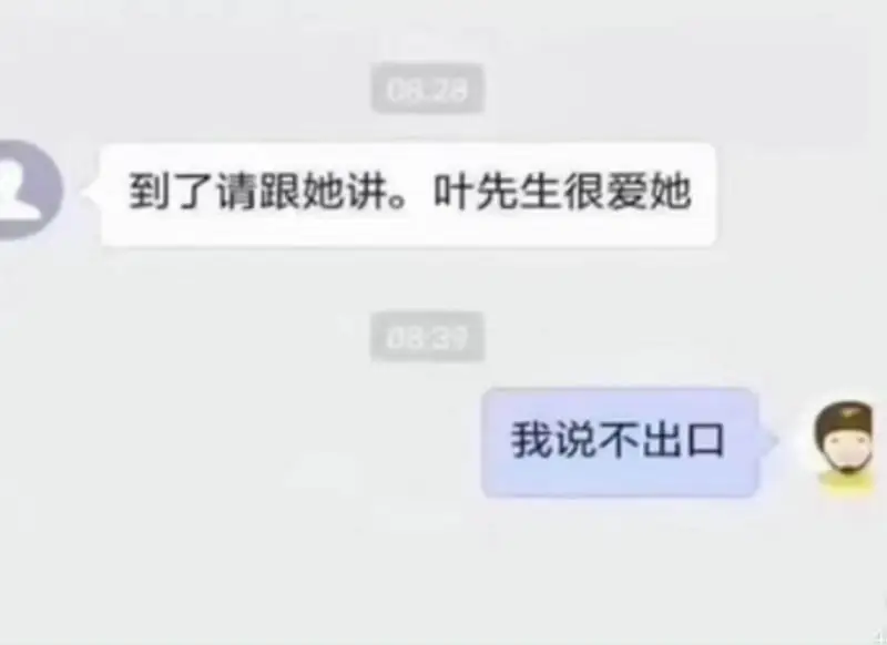 到了请跟她讲。叶先生很爱她。我说不出口。