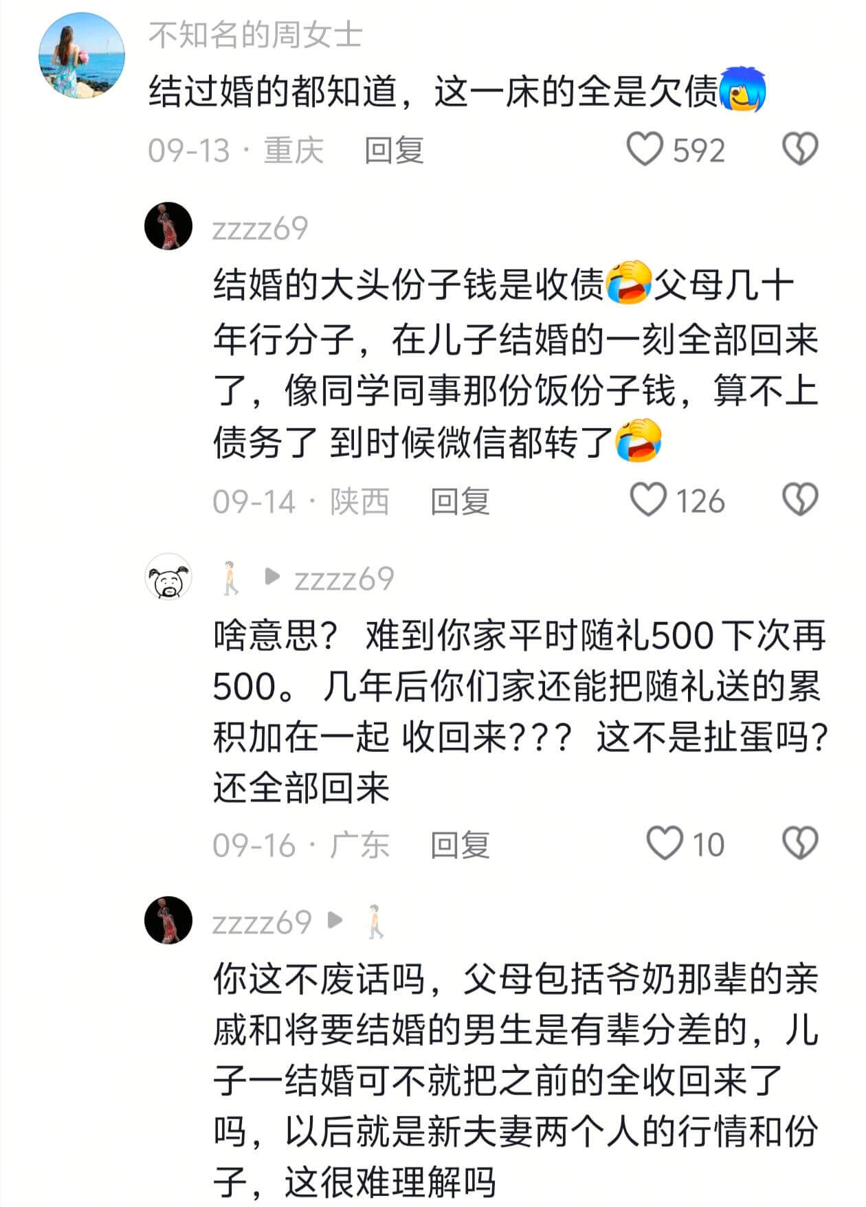 不知名的周女士结过婚的都知道,这一床的全是欠债回复59209