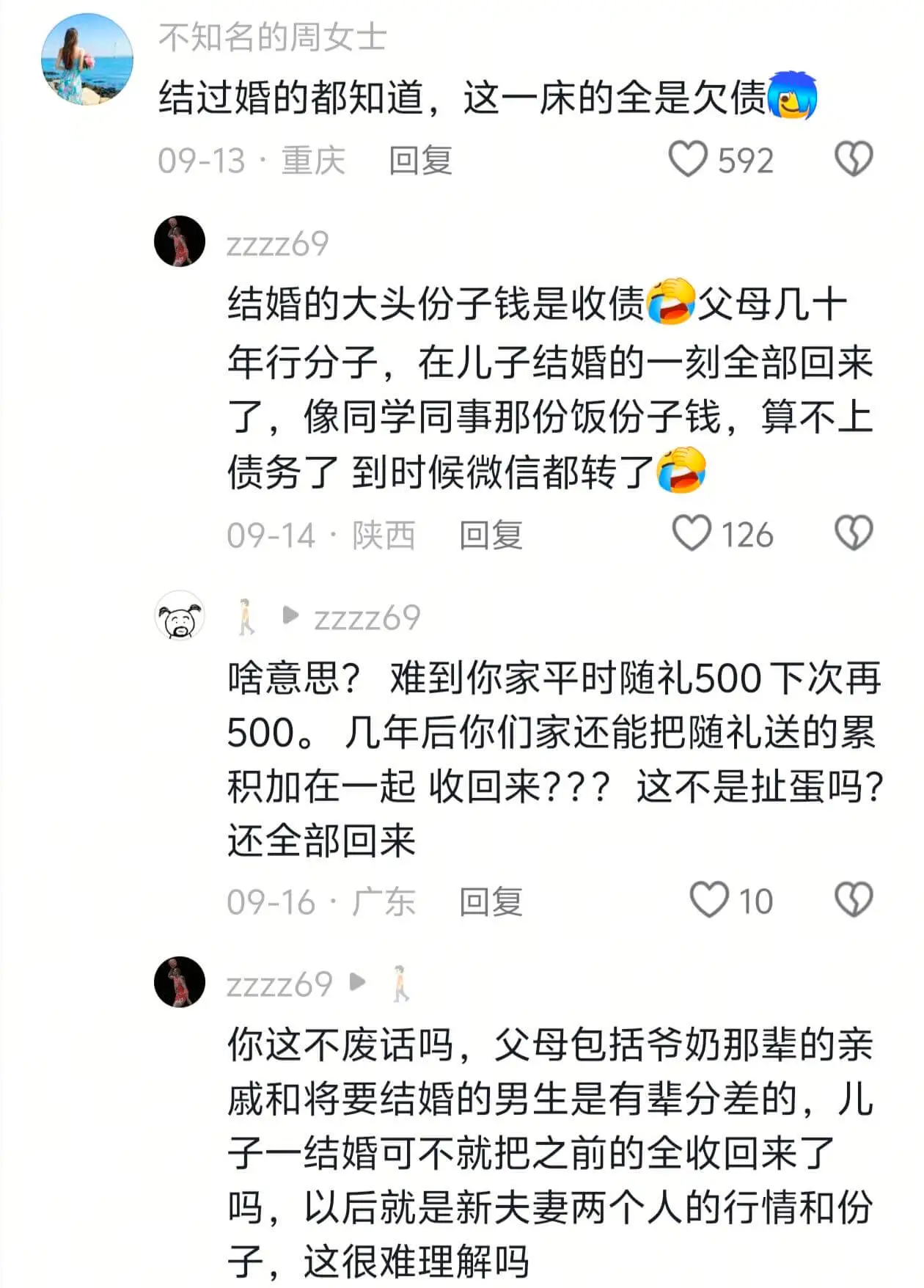 不知名的周女士结过婚的都知道,这一床的全是欠债回复59209