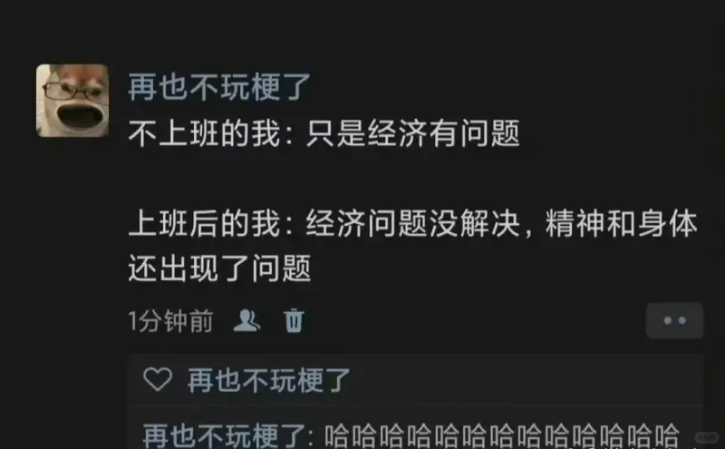 再也不玩梗了不上班的我:只是经济有问题上班后的我:经济问题没