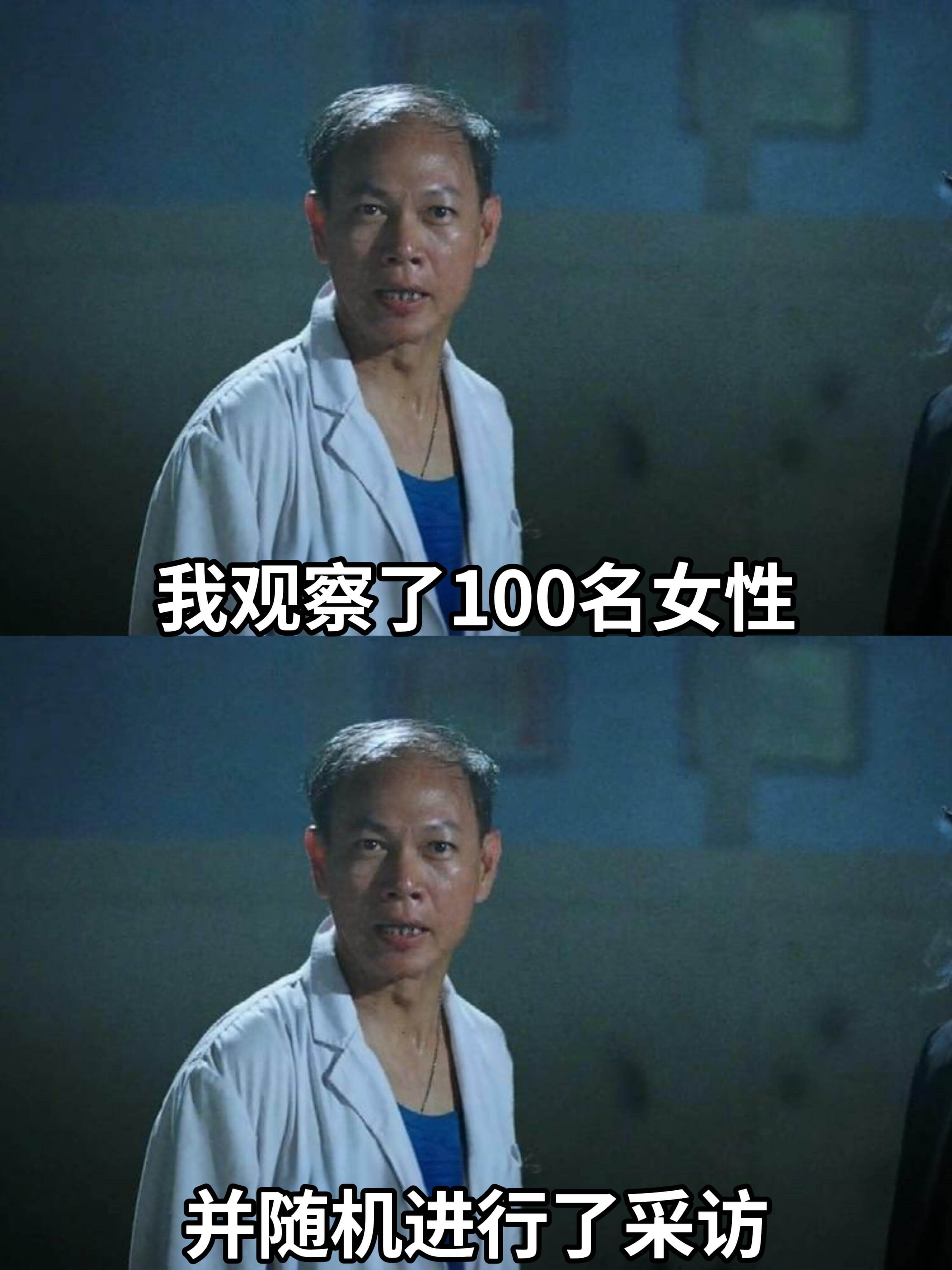 我观察了100名女性，并随机进行了采访。