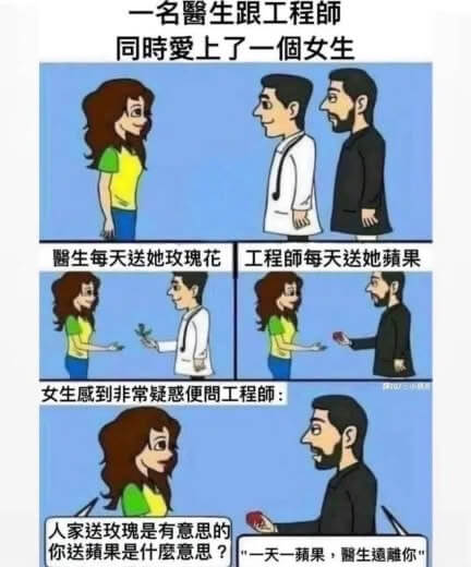 名馨生跟工程师同時爱上了一个女生医生每天送她玫瑰花工程师每天