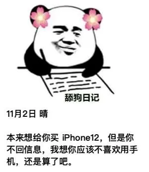 舔狗日记11月2日晴本来想给你买iPhone12，但是你不回