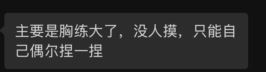 主要是胸练大了，没人摸，只能自己偶尔捏一捏