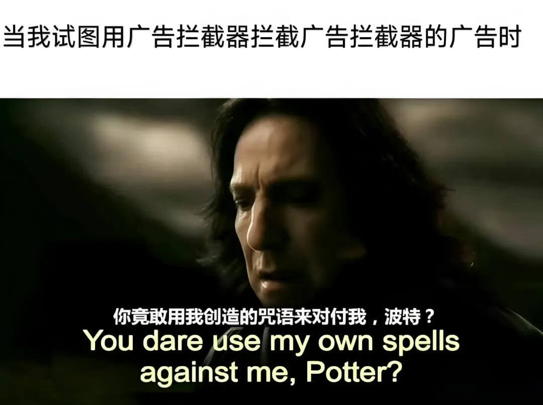 当我试图用广告拦截器拦截广告截器的广告时，你竟敢用我创造的咒