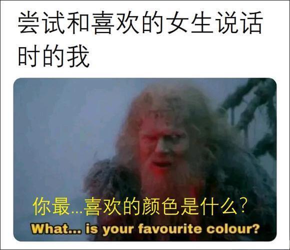 尝试和喜欢的女生说话时的我你最喜欢的颜色是什么？What..