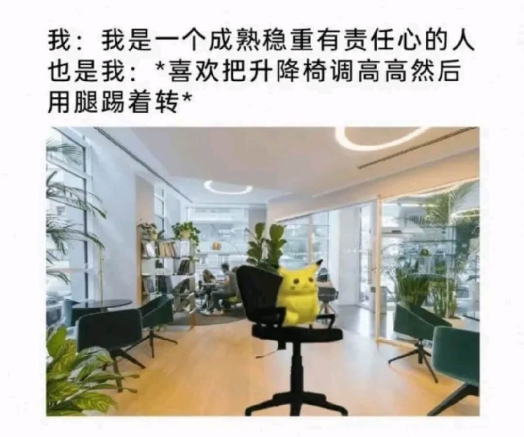 我:我是一个成熟稳重有责任心的人也是我:*喜欢把升降椅调高高