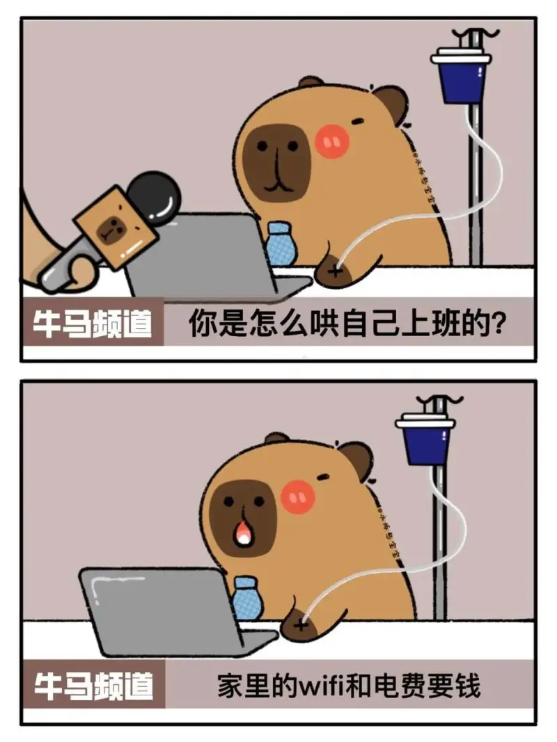 牛马频道你是怎么哄自己上班的?家里的WiFi和电费要钱。
