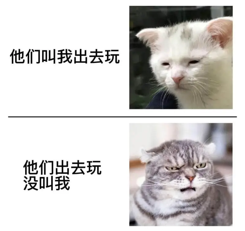 他们叫我出去玩，他们出去玩，没叫我。