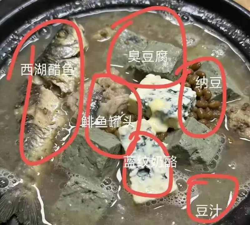 臭豆腐西湖醋鱼纳豆鲱鱼罐头蓝纹奶酪豆汁
