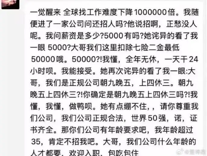 一觉醒来全球找工作难度下降1000000倍。我随便进了一家公