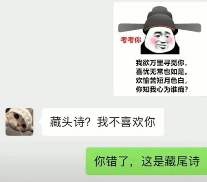考考你我欲万里寻觅你，喜忧无常也如是。欢愉苦短月色白，你知我