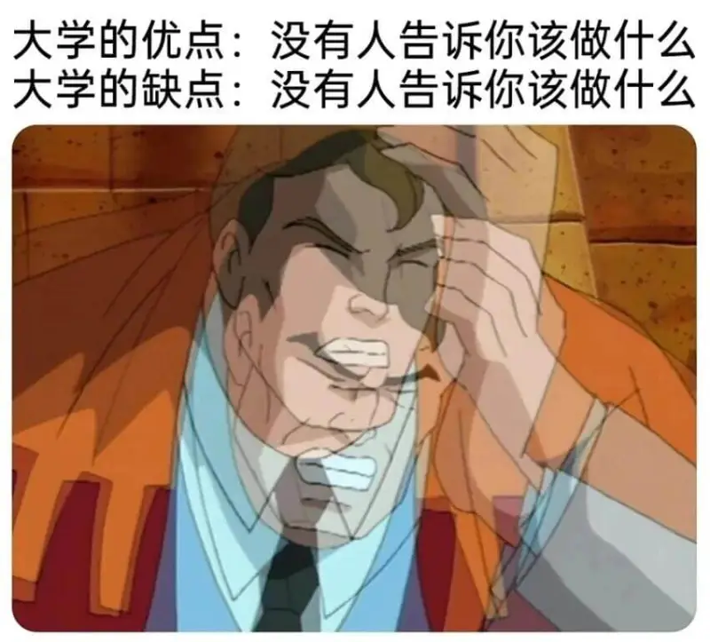 大学的优点：没有人告诉你该做什么大学的缺点：没有人告诉你该做