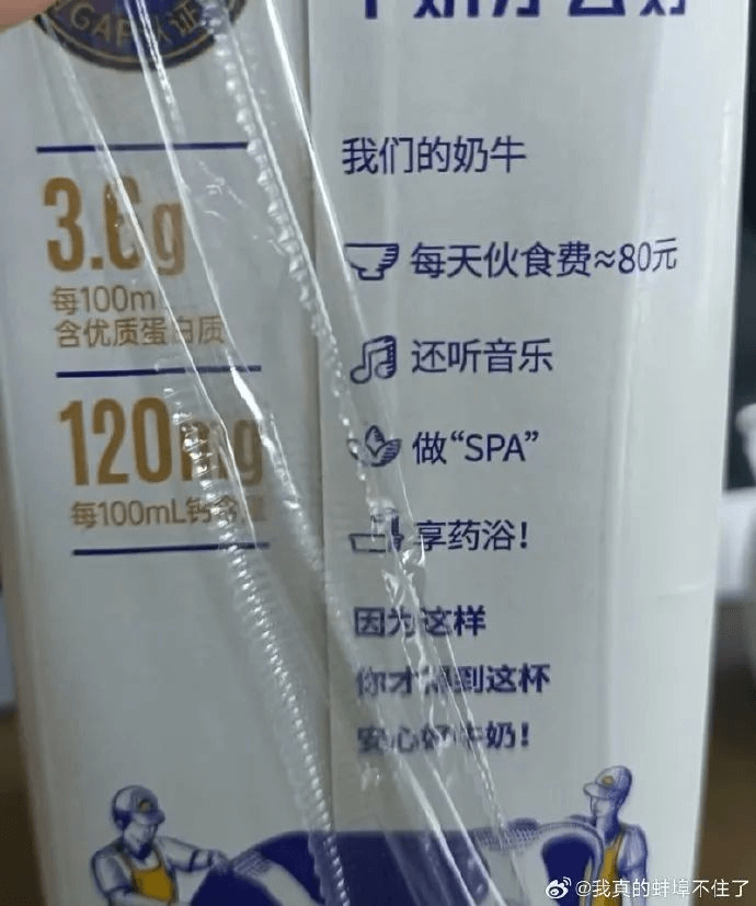 我们的奶牛每天伙食费~80元每100mL含优质蛋白质还听音乐