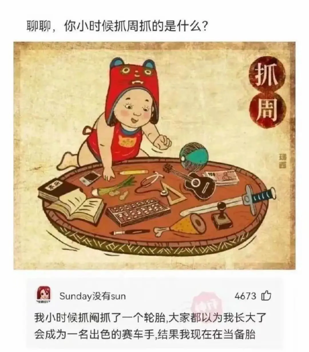 聊聊，你小时候抓周抓的是什么?抓周西Sunday没有sun4