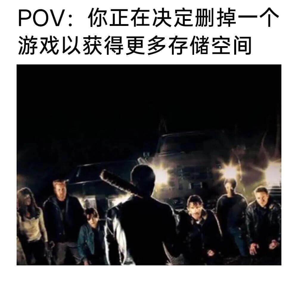 POV：你正在决定删掉一个游戏以获得更多存储空间