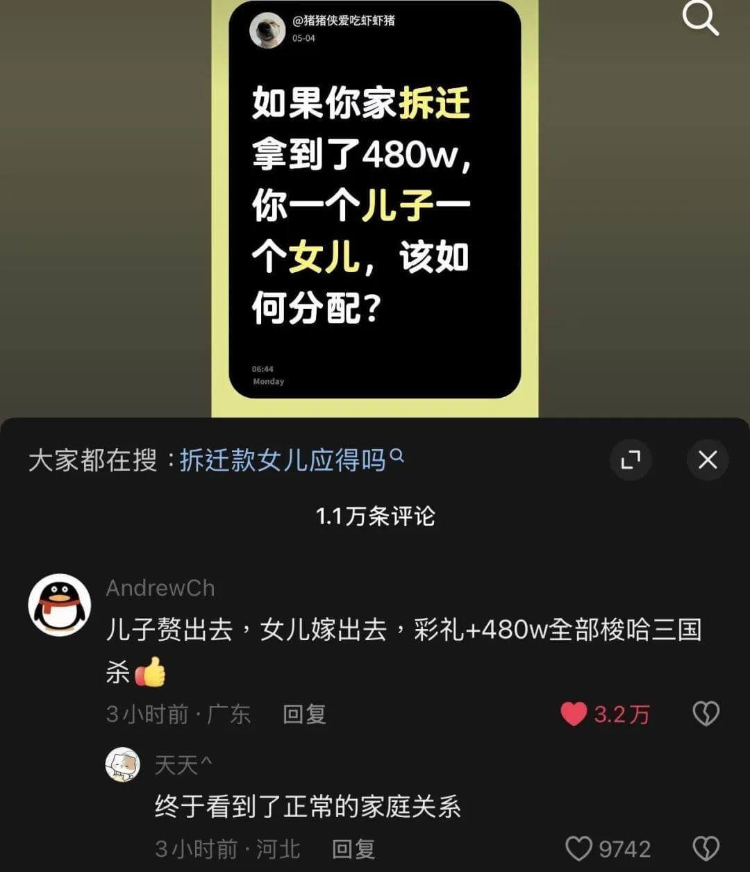 @猪猪侠爱吃虾虾猪05-04如果你家拆迁拿到了480W，你一