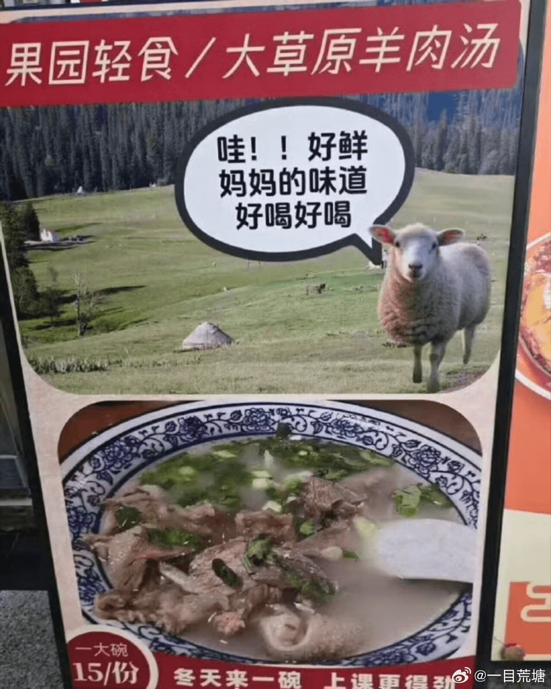 果园轻食／大草原羊肉汤哇！！好鲜妈妈的味道好喝好喝大碗15/