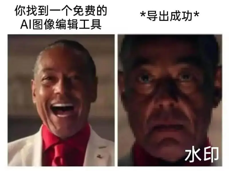 你找到一个免费的*导出成功*AI图像编辑工具水印