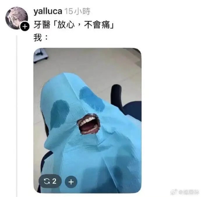 yalluca15小时牙医：「放心，不會痛。」我：2@迷因体