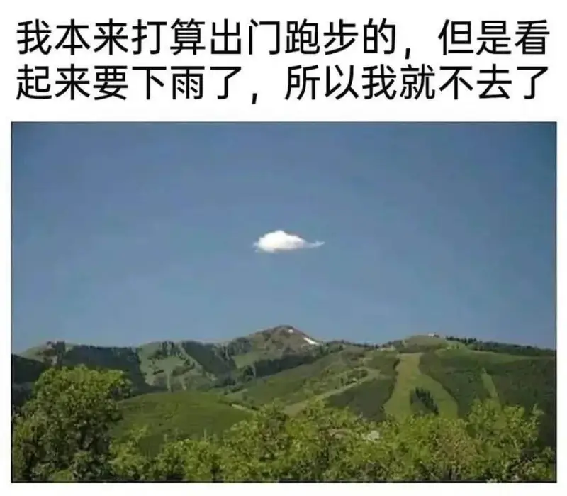 我本来打算出门跑步的，但是看起来要下雨了，所以我就不去了