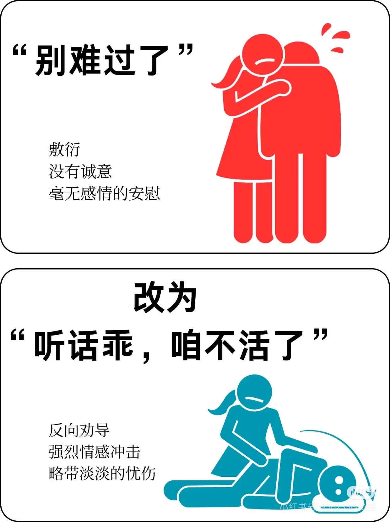 “别难过了。”敷衍没有诚意毫无感情的安慰。改为“听话乖，咱不