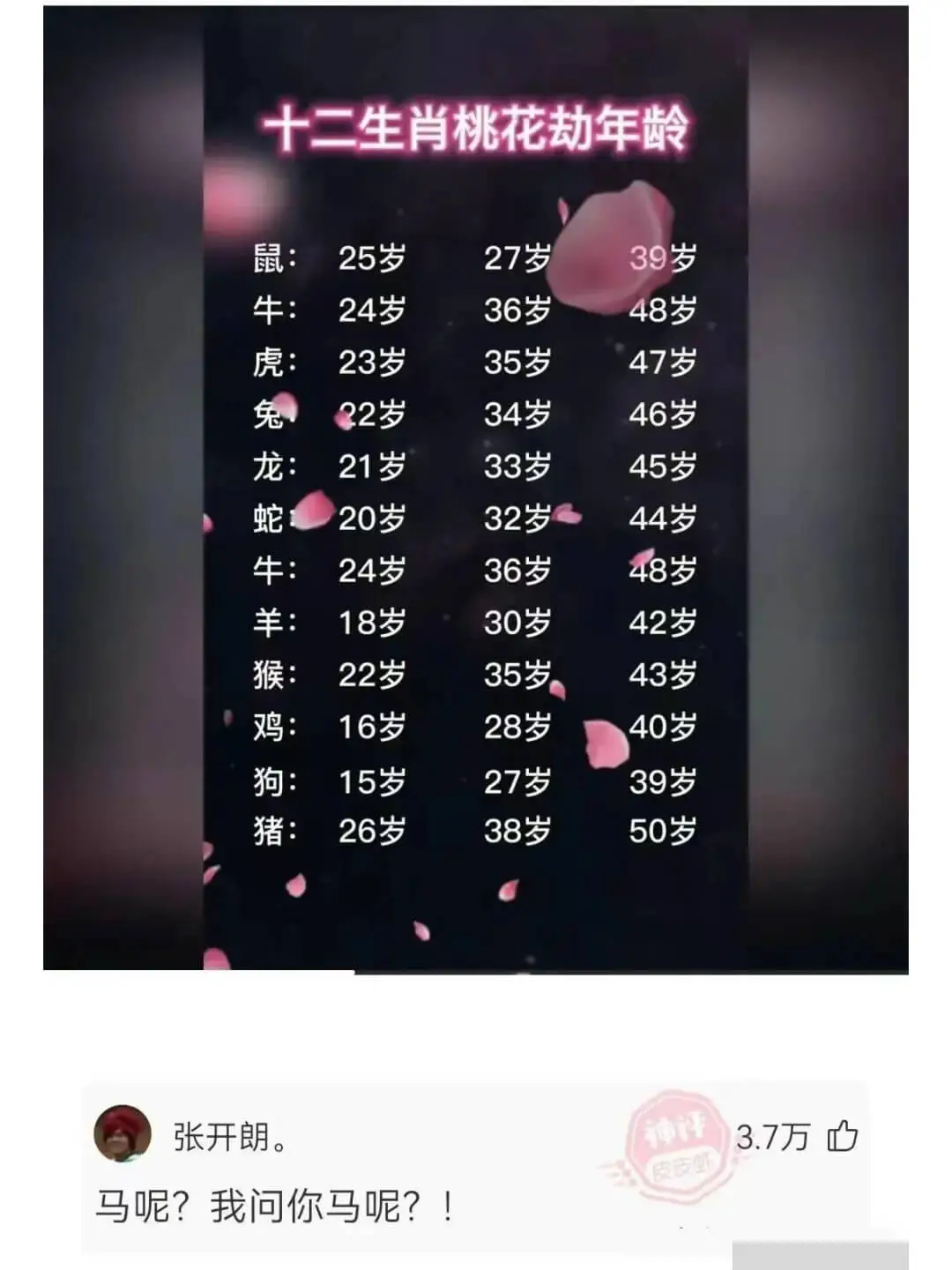 十二生肖桃花劫年龄||25岁|27岁|39岁||---|--
