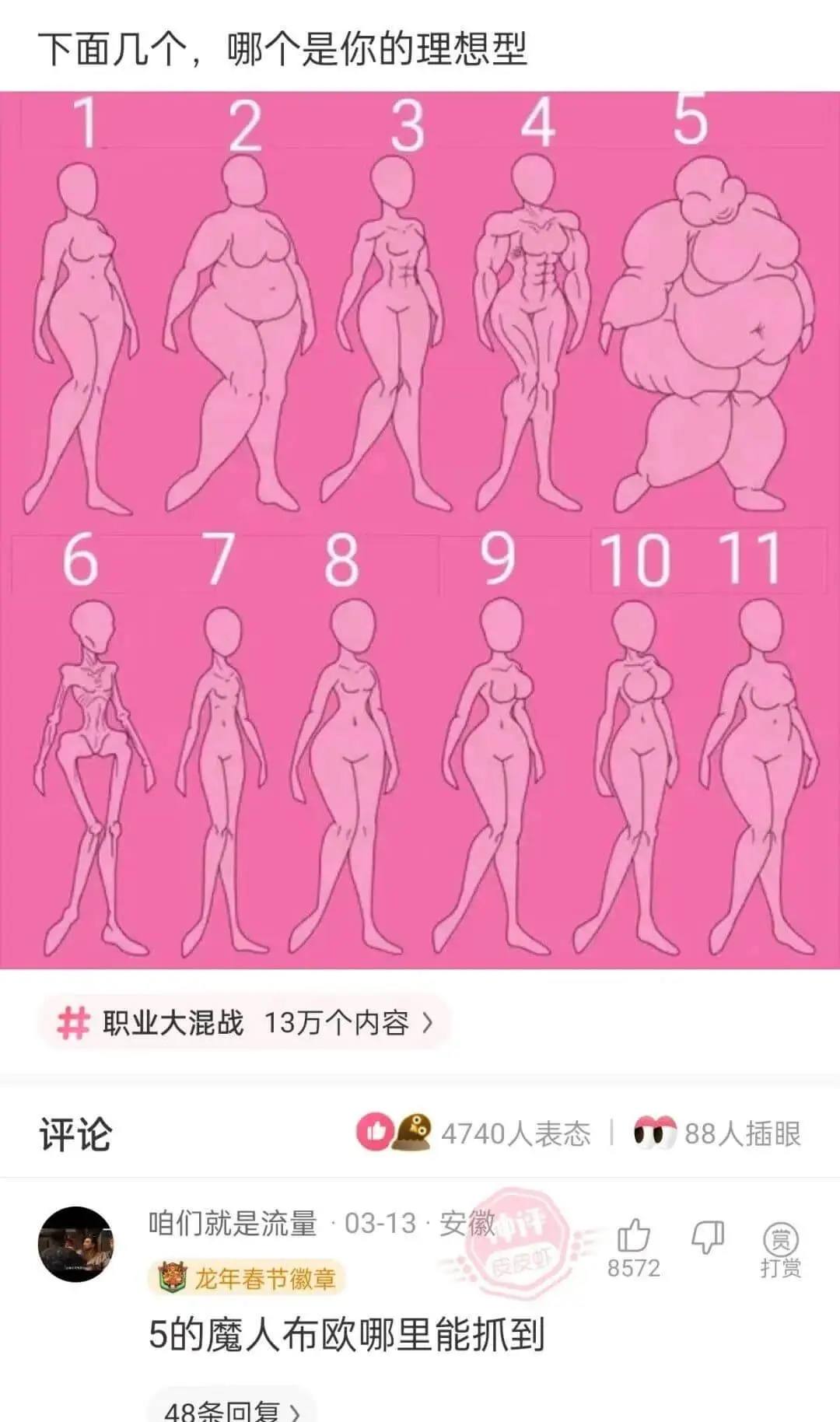 下面几个,哪个是你的理想型51324678910111职业大