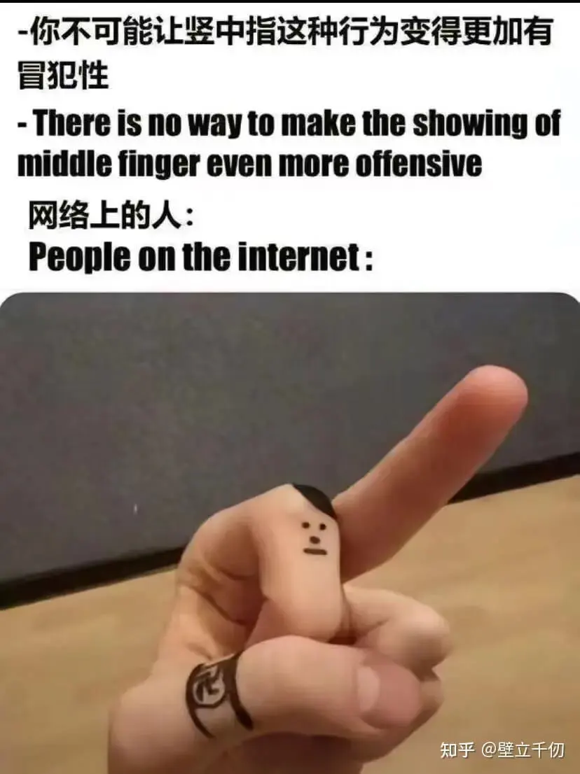 你不可能让竖中指这种行为变得更加有冒犯性。Thereisno