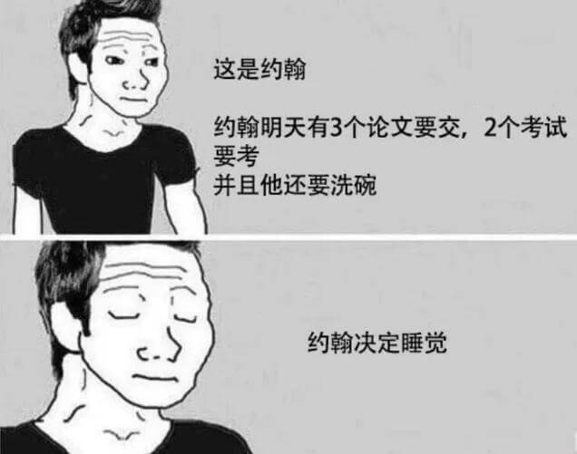 这是约翰。约翰明天有3个论文要交，2个考试要考，并且他还要洗
