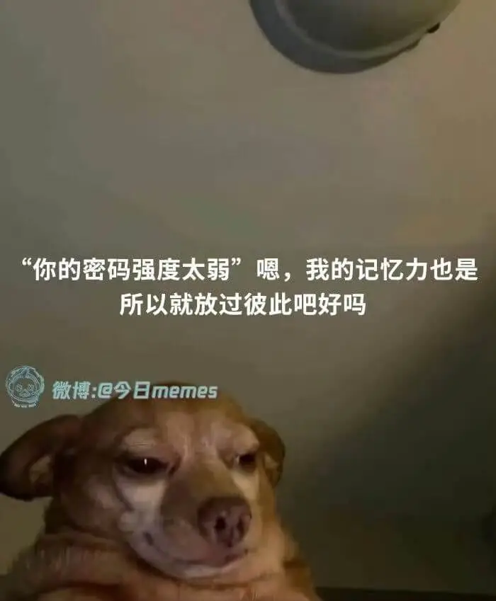 “你的密码强度太弱”，嗯，恩，我的记忆力也是，所以就放过彼此