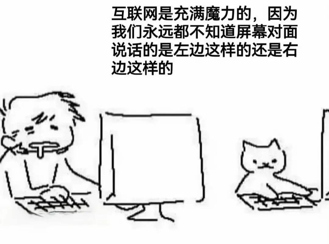 互联网是充满魔力的，因为我们永远都不知道屏幕对面说话的是左边
