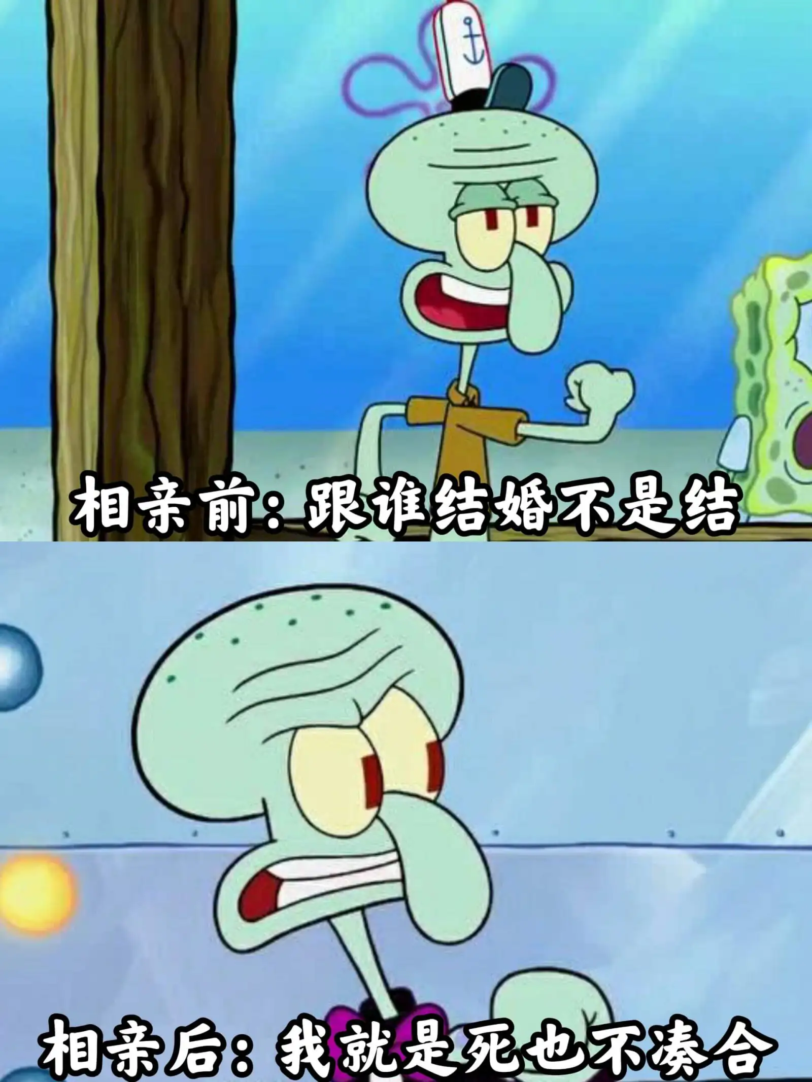 相亲前：跟谁结婚不是结相亲后：我就是死也不凑合