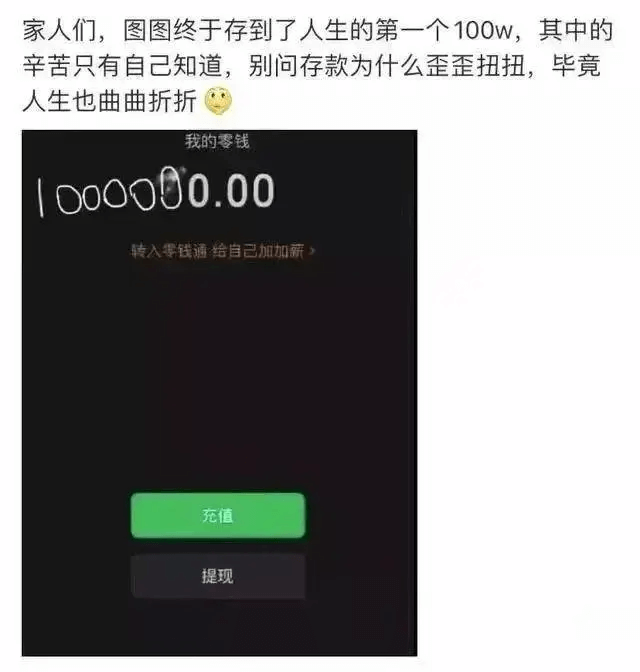 家人们，图图终于存到了人生的第一个100W，其中的辛苦只有自