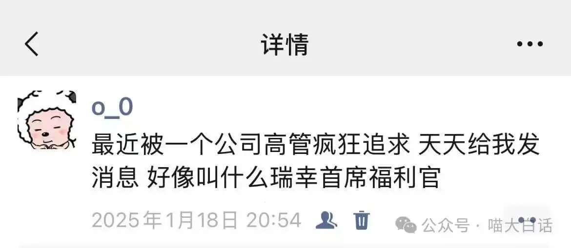 详情最近被一个公司高管疯狂追求，天天给我发消息，好像叫什么瑞