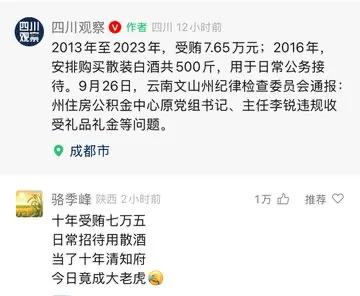 四川观察作者四川12小时前2013年至2023年，受贿7.6