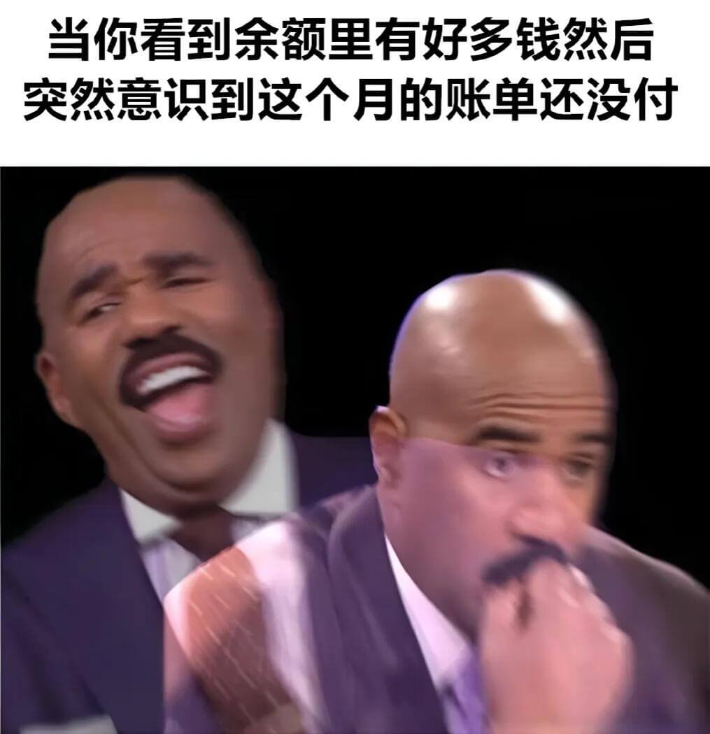 当你看到余额里有好多钱，然后突然意识到这个月的账单还没付。