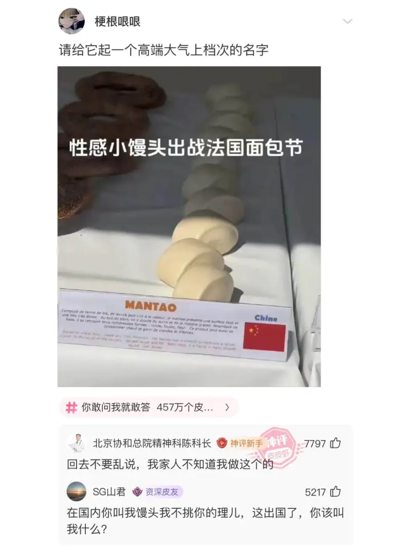 梗根哏哏请给它起一个高端大气上档次的名字性感小馒头出战法国面