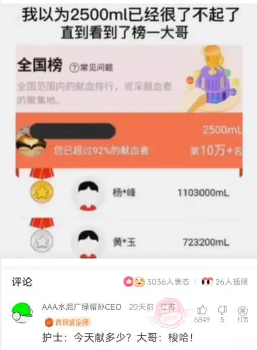 我以为2500ml已经很了不起了直到看到了榜一大哥全国榜常见